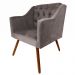 Kit 02 Poltronas Decorativas Pés Palito Amanda Suede Cinza