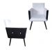 Kit 02 Poltronas Decorativas Pés Palito Tabaco Nina Plus Corino/Suede Preto/Branco - DS Móveis