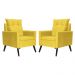 Kit 02 Poltronas Ligia Requinte Suede Amarelo - DS Estofados