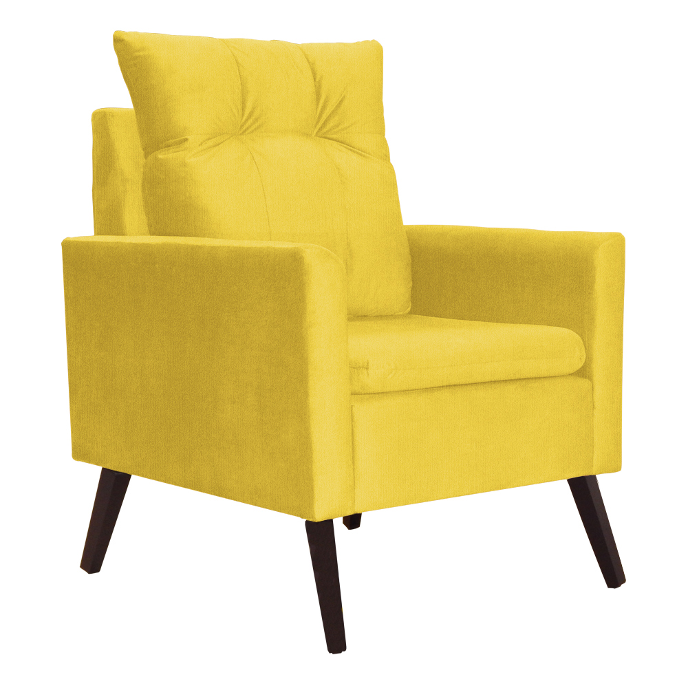 Kit 02 Poltronas Ligia Requinte Suede Amarelo - DS Estofados