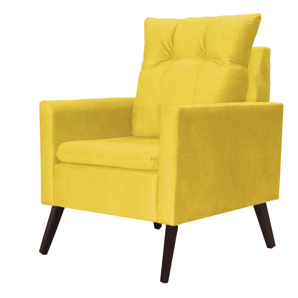Kit 02 Poltronas Ligia Requinte Suede Amarelo - DS Estofados