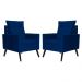 Kit 02 Poltronas Ligia Requinte Suede Azul Marinho - DS Estofados