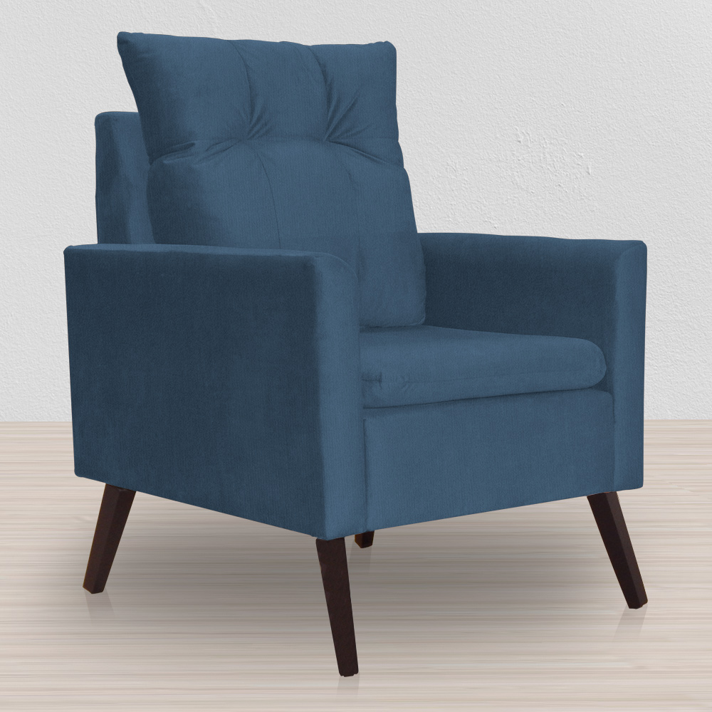 Kit 02 Poltronas Ligia Requinte Suede Azul Royal - DS Estofados