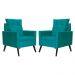 Kit 02 Poltronas Ligia Requinte Suede Azul Turquesa - DS Estofados