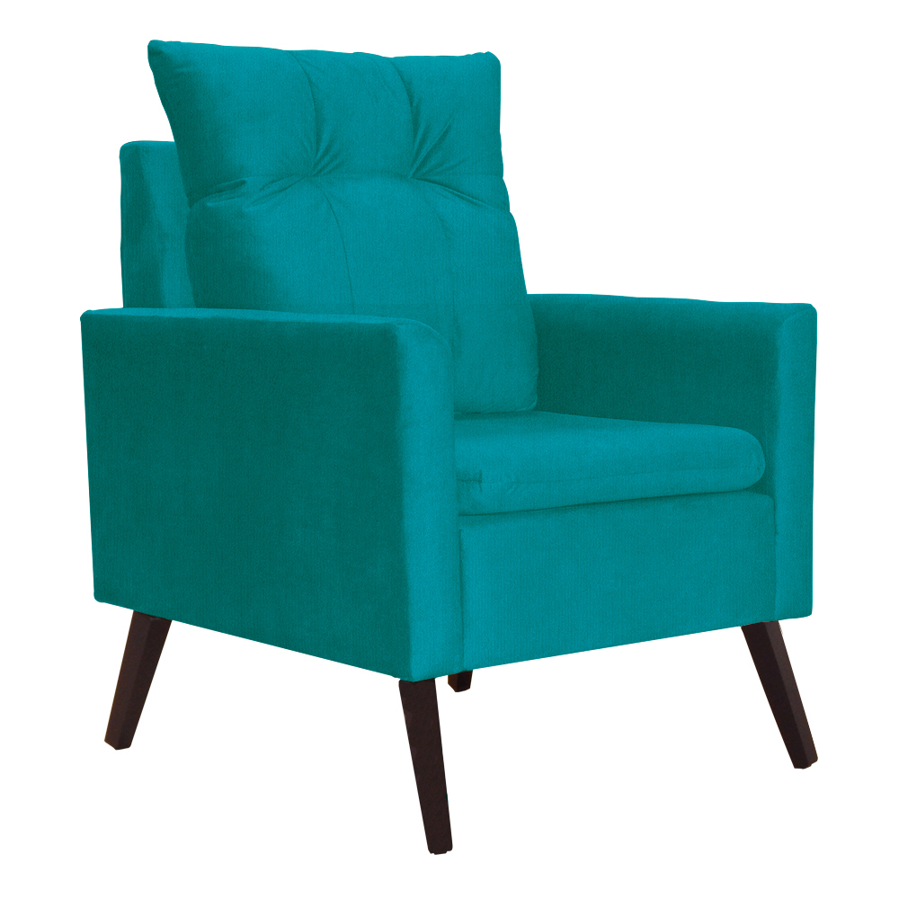 Kit 02 Poltronas Ligia Requinte Suede Azul Turquesa - DS Estofados
