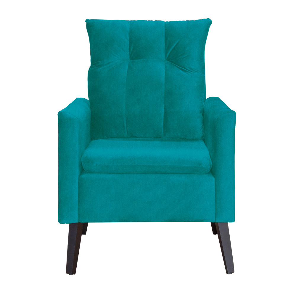 Kit 02 Poltronas Ligia Requinte Suede Azul Turquesa - DS Estofados
