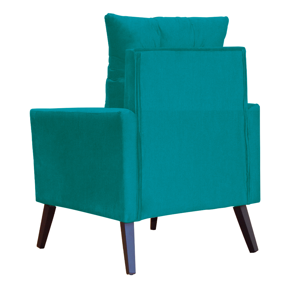 Kit 02 Poltronas Ligia Requinte Suede Azul Turquesa - DS Estofados