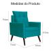 Kit 02 Poltronas Ligia Requinte Suede Azul Turquesa - DS Estofados