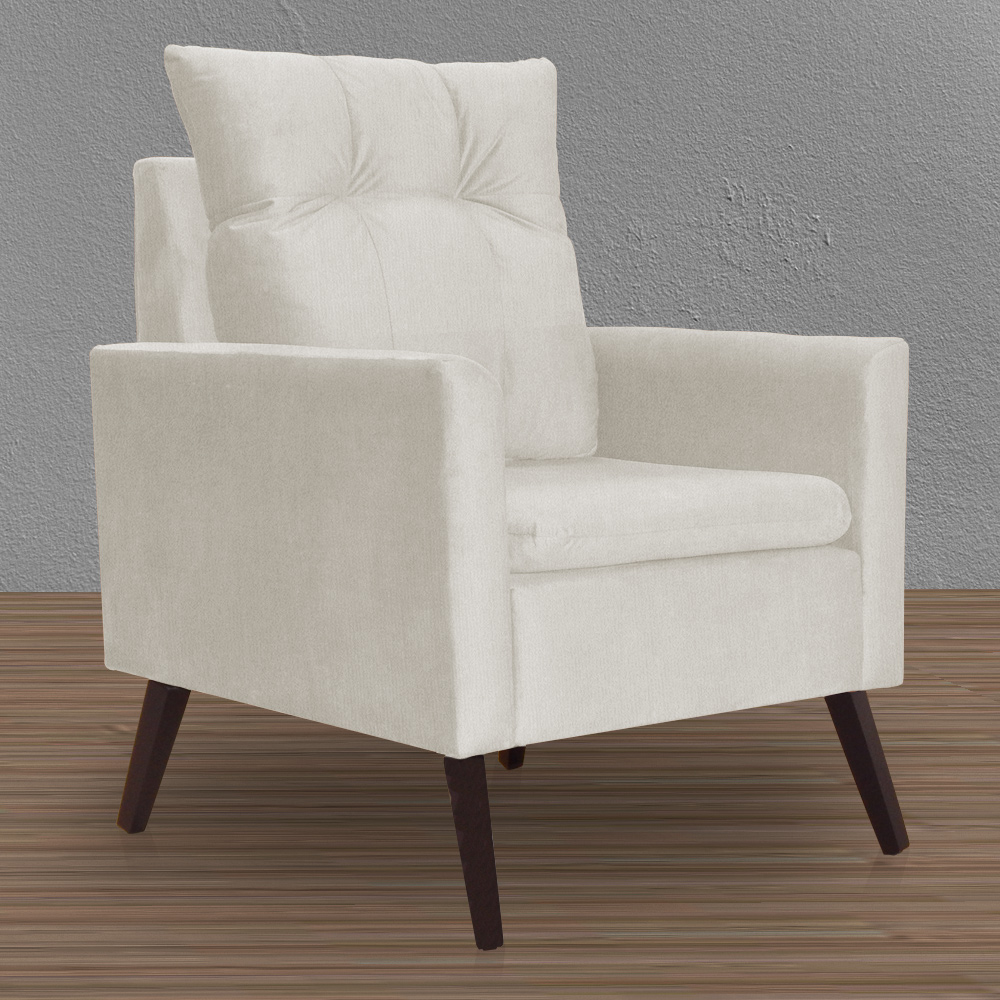 Kit 02 Poltronas Ligia Requinte Suede Bege - DS Estofados