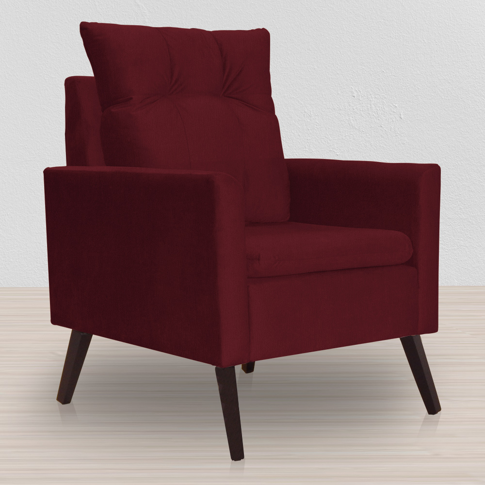 Kit 02 Poltronas Ligia Requinte Suede Bordô - DS Estofados