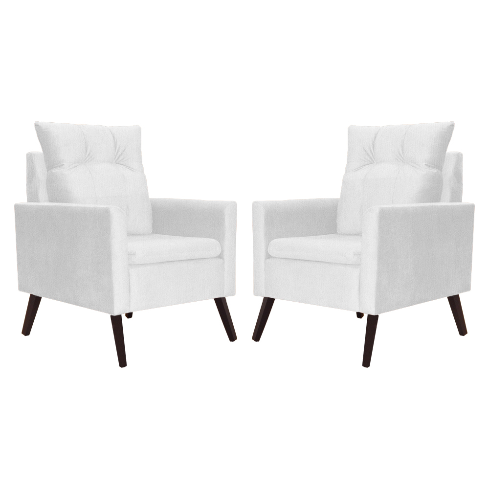 Kit 02 Poltronas Ligia Requinte Suede Branco - DS Estofados