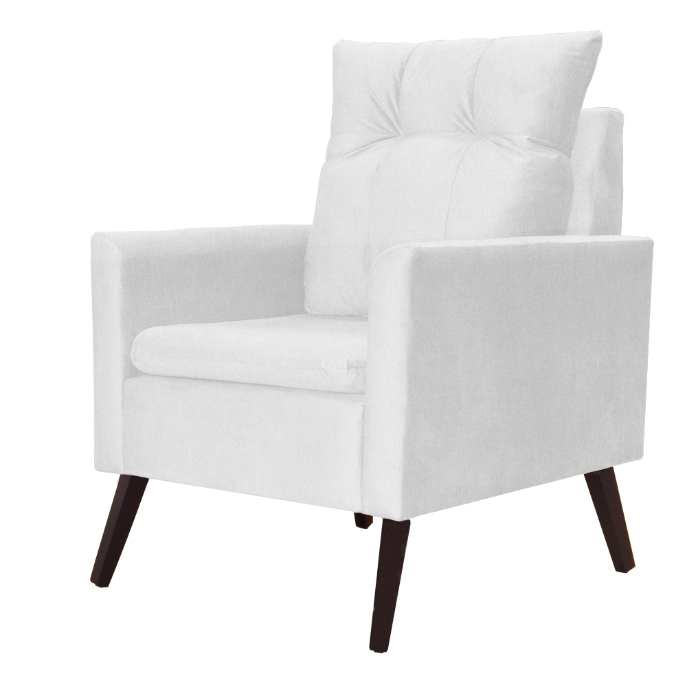 Kit 02 Poltronas Ligia Requinte Suede Branco - DS Estofados