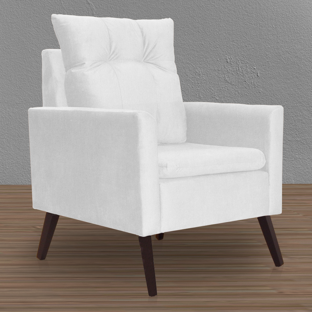 Kit 02 Poltronas Ligia Requinte Suede Branco - DS Estofados