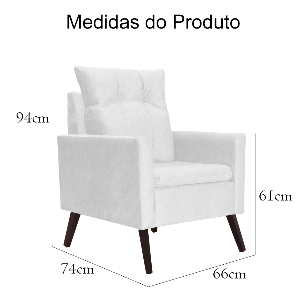 Kit 02 Poltronas Ligia Requinte Suede Branco - DS Estofados
