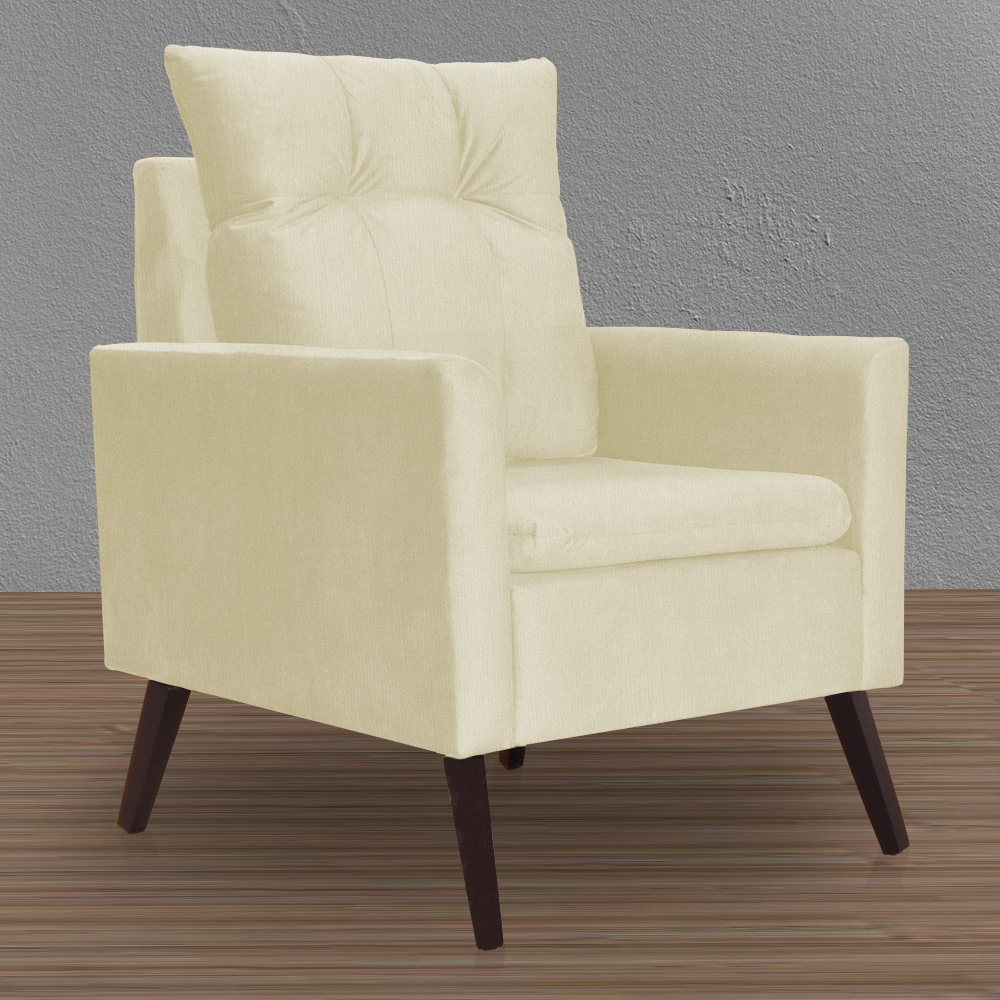 Kit 02 Poltronas Ligia Requinte Suede Marfim - DS Estofados