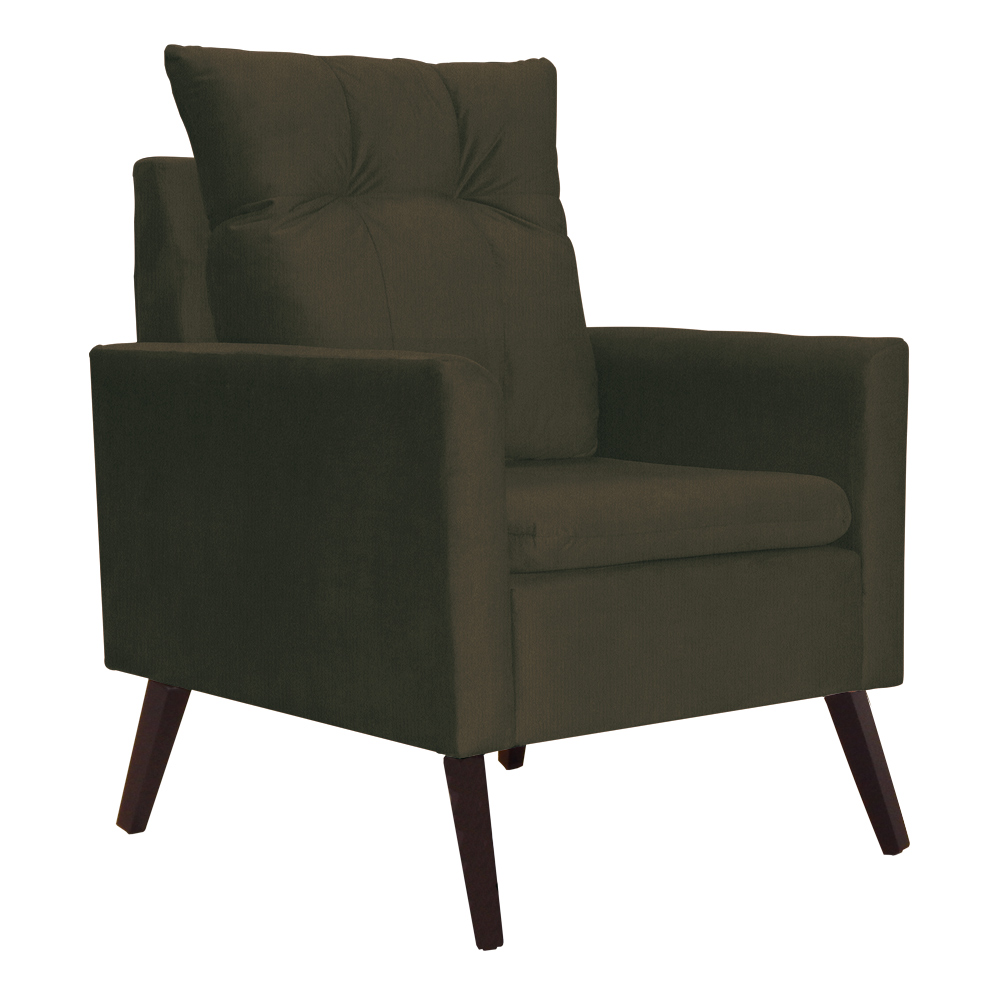 Kit 02 Poltronas Ligia Requinte Suede Marrom - DS Estofados