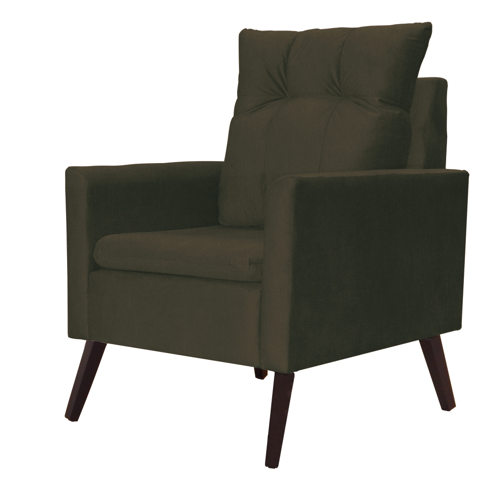 Kit 02 Poltronas Ligia Requinte Suede Marrom - DS Estofados