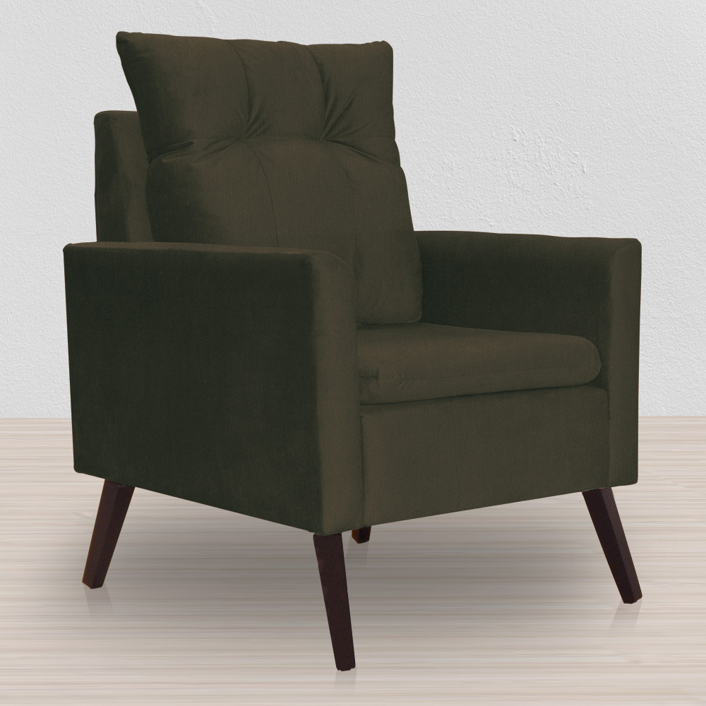 Kit 02 Poltronas Ligia Requinte Suede Marrom - DS Estofados