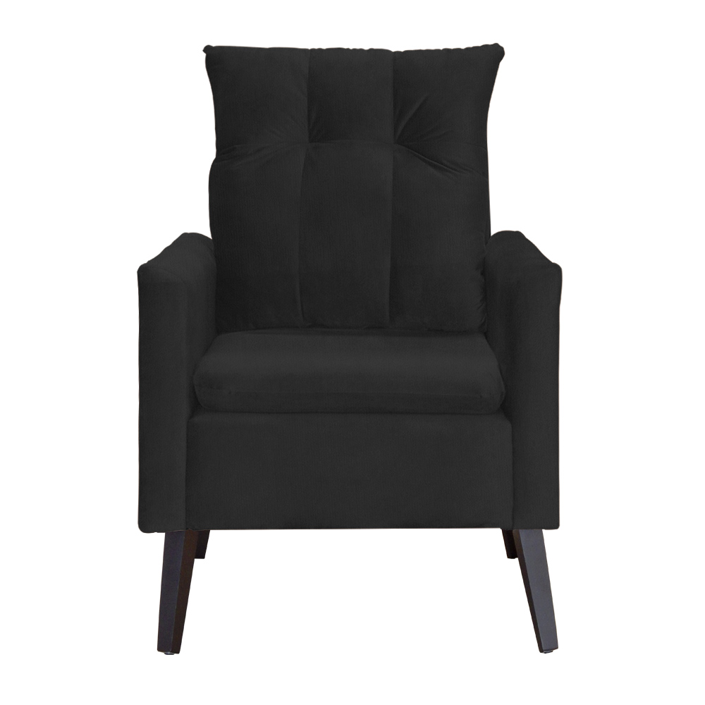 Kit 02 Poltronas Ligia Requinte Suede Preto - DS Estofados