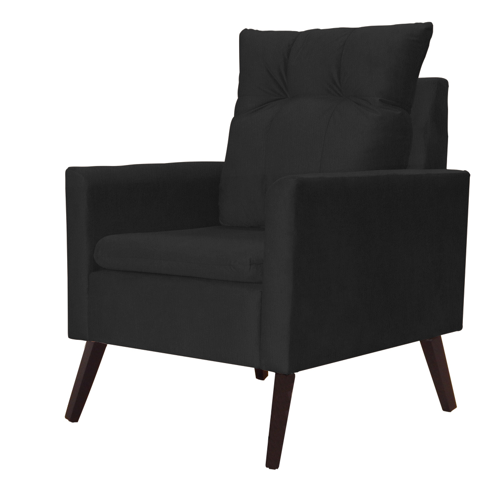 Kit 02 Poltronas Ligia Requinte Suede Preto - DS Estofados