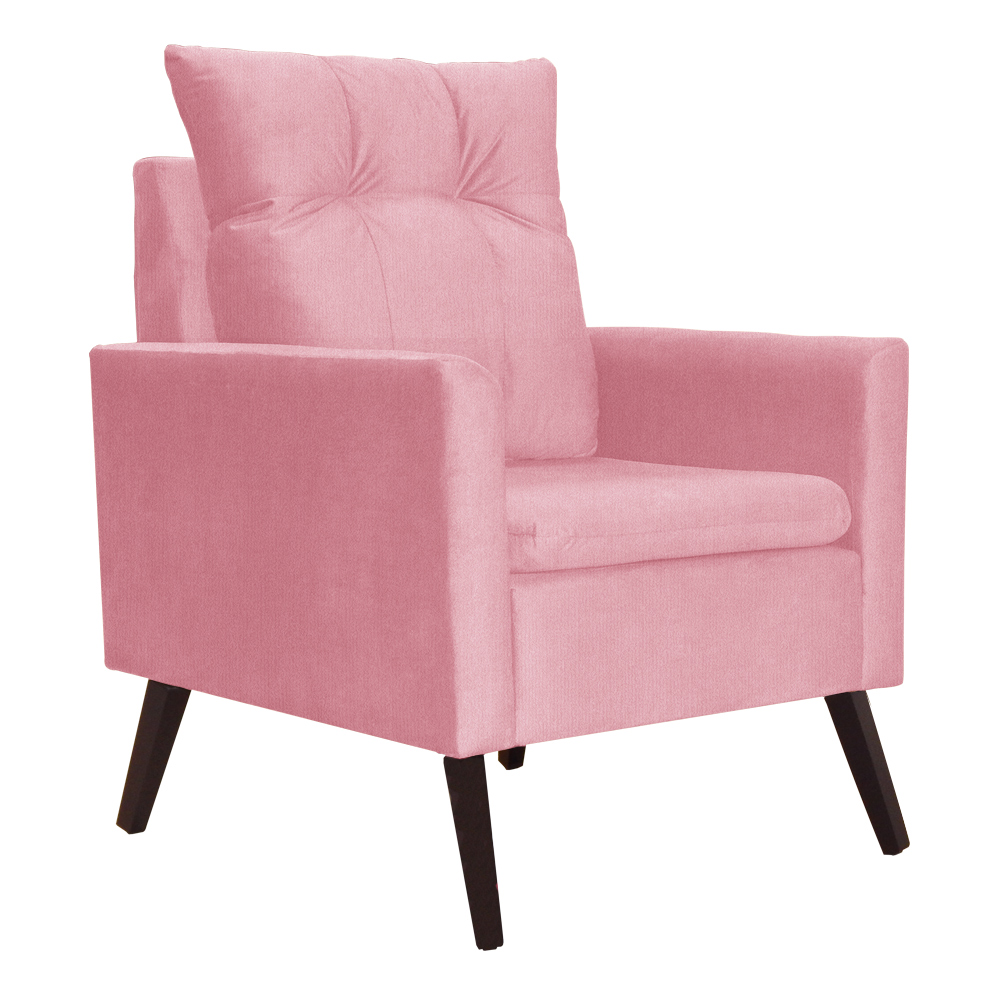 Kit 02 Poltronas Ligia Requinte Suede Rosa - DS Estofados