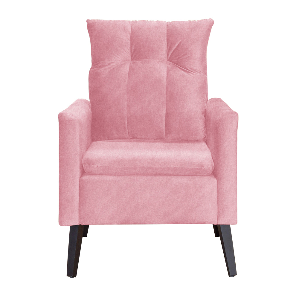 Kit 02 Poltronas Ligia Requinte Suede Rosa - DS Estofados