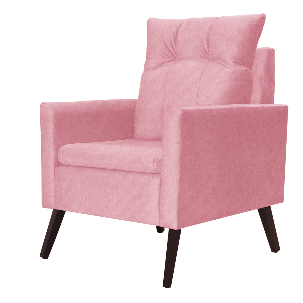Kit 02 Poltronas Ligia Requinte Suede Rosa - DS Estofados