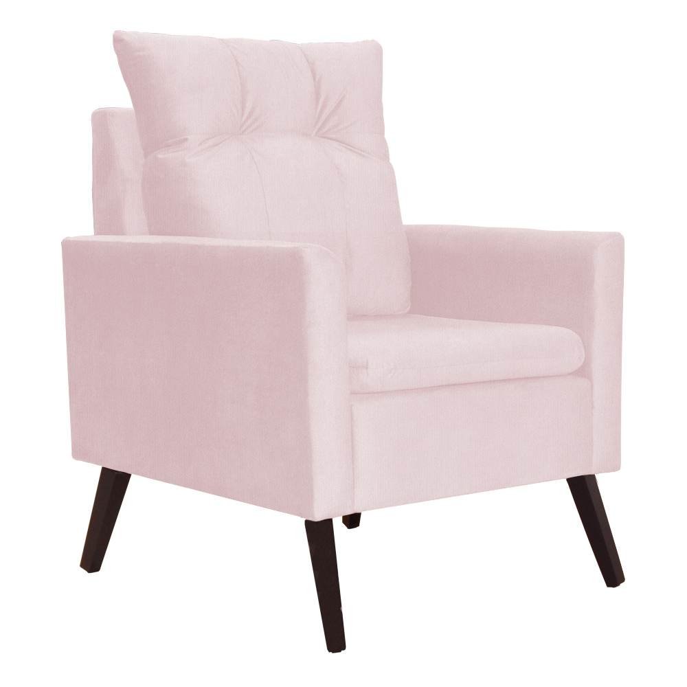 Kit 02 Poltronas Ligia Requinte Suede Rosa Bebê - DS Estofados