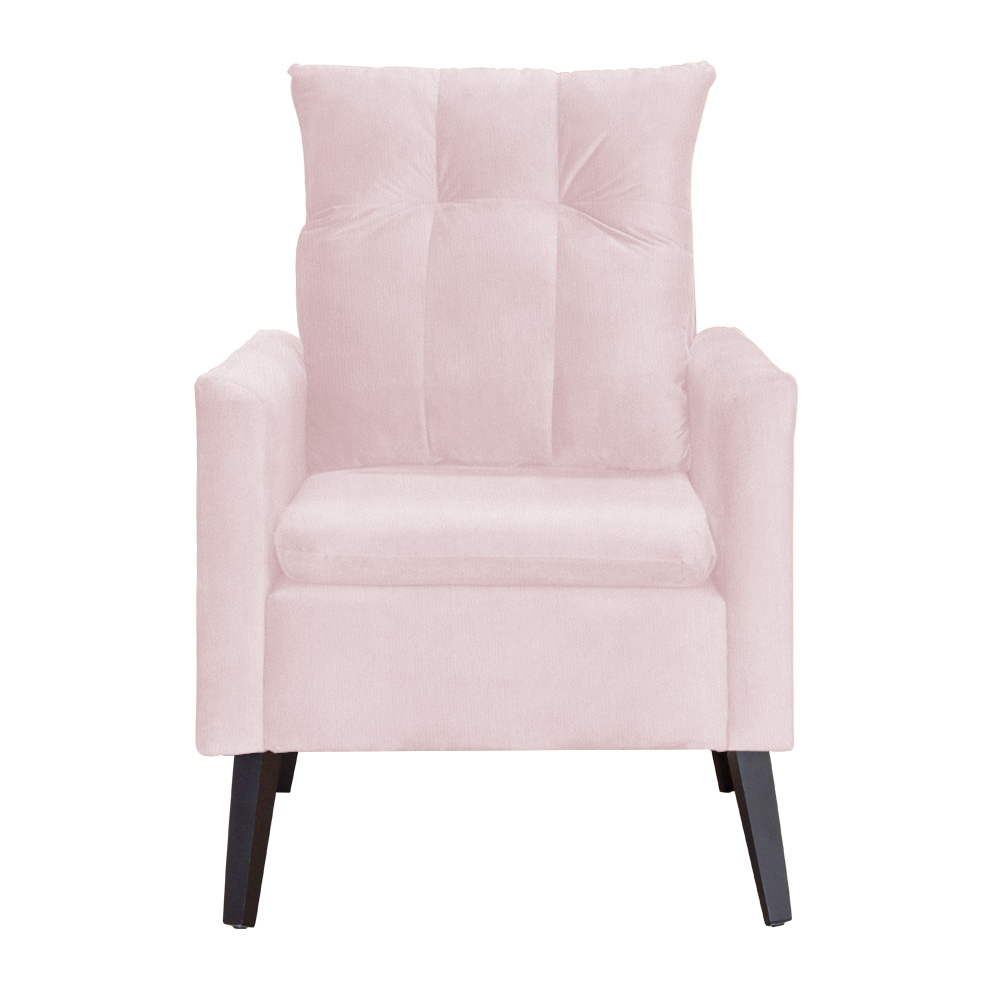 Kit 02 Poltronas Ligia Requinte Suede Rosa Bebê - DS Estofados