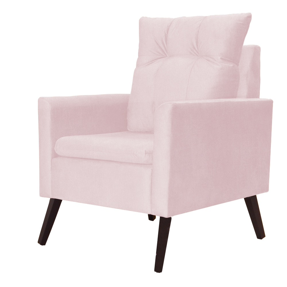 Kit 02 Poltronas Ligia Requinte Suede Rosa Bebê - DS Estofados