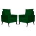 Kit 02 Poltronas Ligia Requinte Suede Verde - DS Estofados