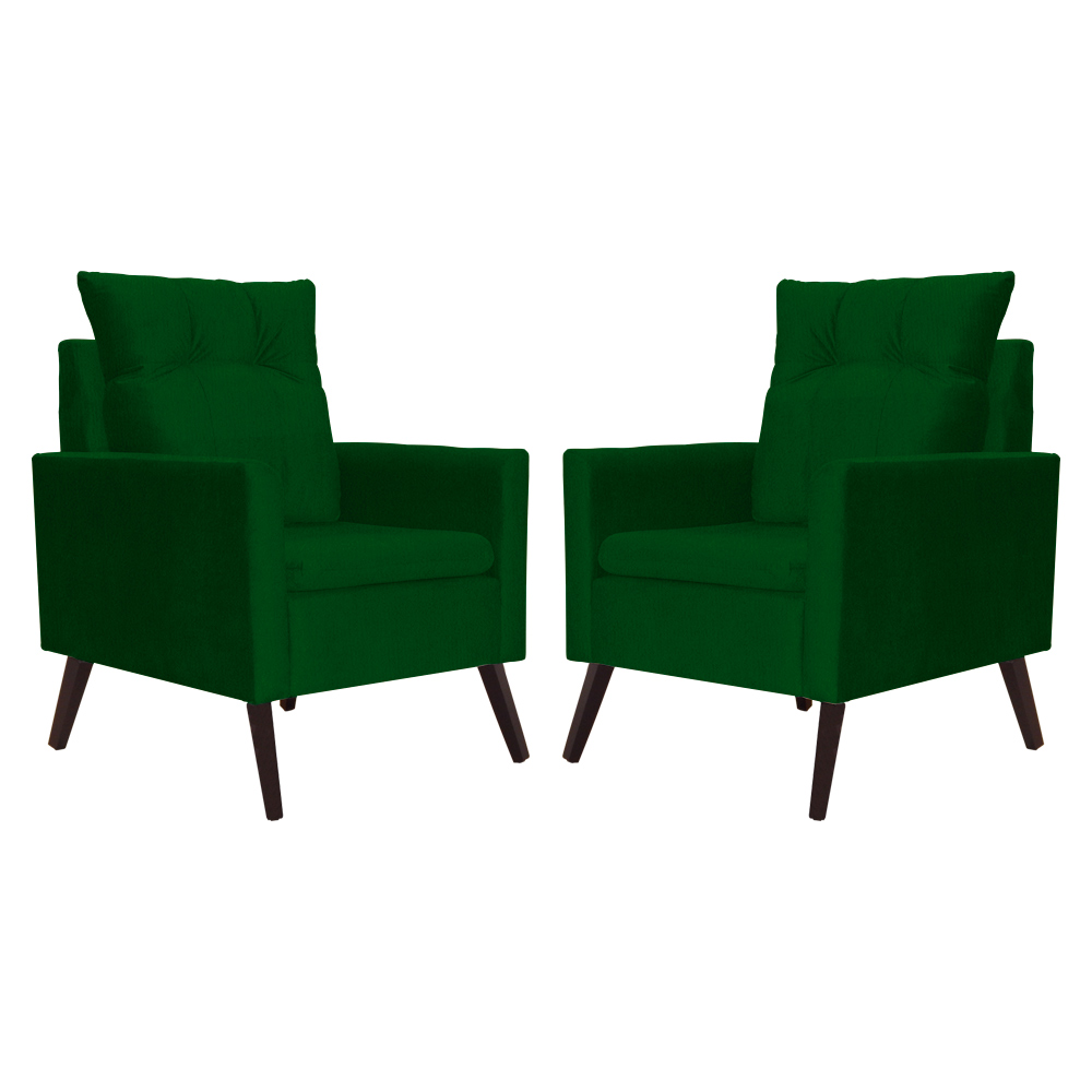Kit 02 Poltronas Ligia Requinte Suede Verde - DS Estofados
