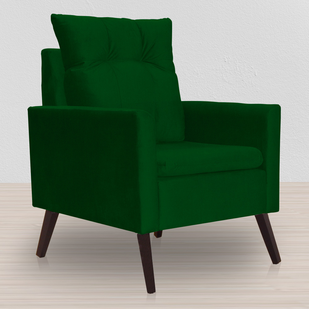 Kit 02 Poltronas Ligia Requinte Suede Verde - DS Estofados