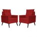 Kit 02 Poltronas Ligia Requinte Suede Vermelho - DS Estofados