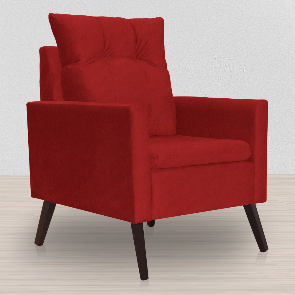 Kit 02 Poltronas Ligia Requinte Suede Vermelho - DS Estofados