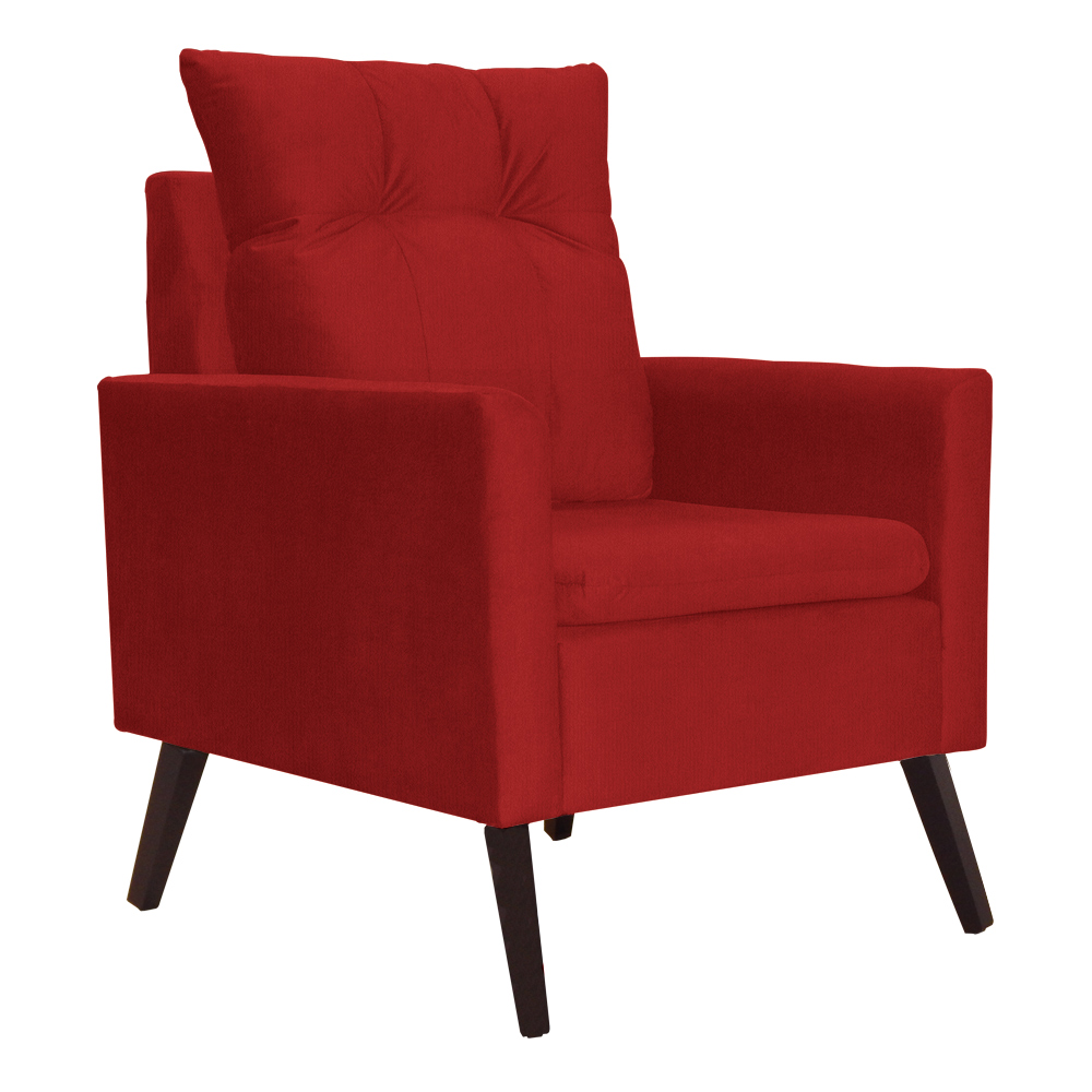 Kit 02 Poltronas Ligia Requinte Suede Vermelho - DS Estofados