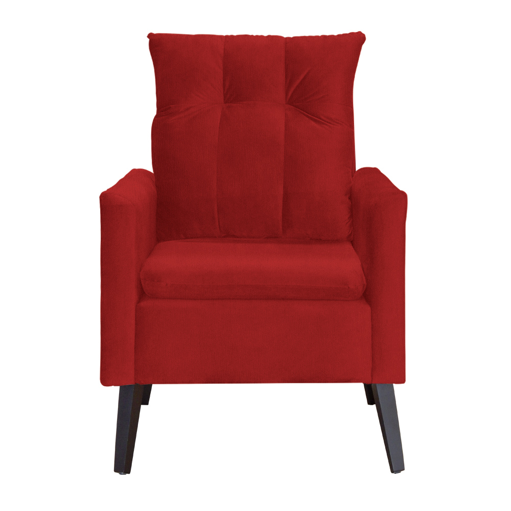 Kit 02 Poltronas Ligia Requinte Suede Vermelho - DS Estofados