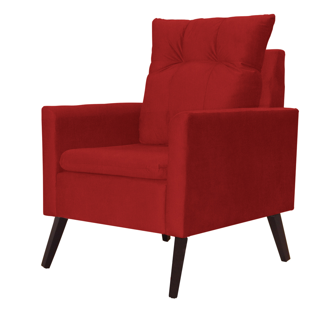 Kit 02 Poltronas Ligia Requinte Suede Vermelho - DS Estofados