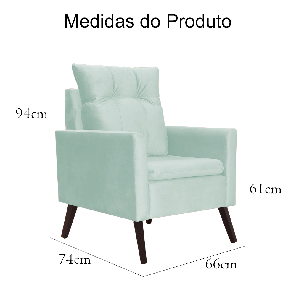 Kit 02 Poltronas Ligia Requinte Veludo Acqua - DS Estofados