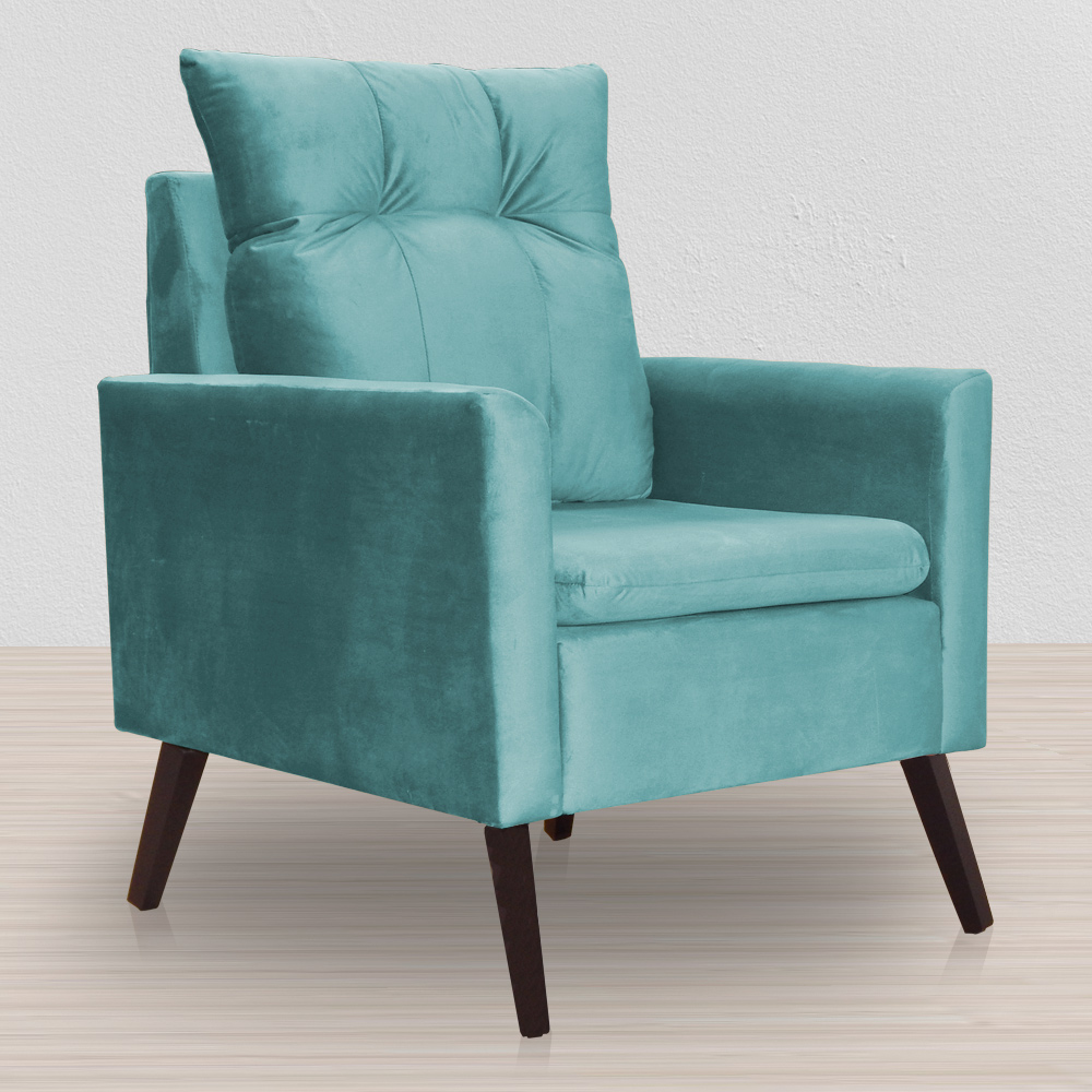 Kit 02 Poltronas Ligia Requinte Veludo Azul Turquesa - DS Estofados