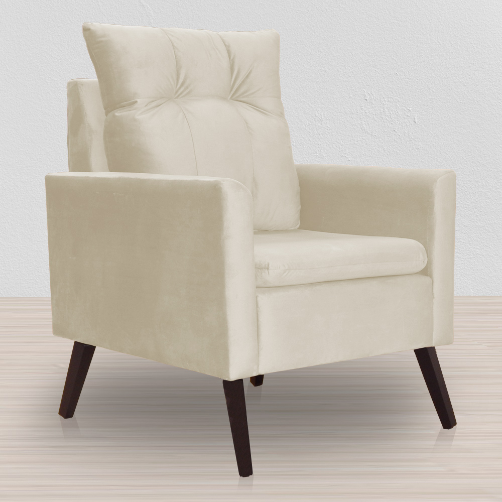 Kit 02 Poltronas Ligia Requinte Veludo Bege - DS Estofados