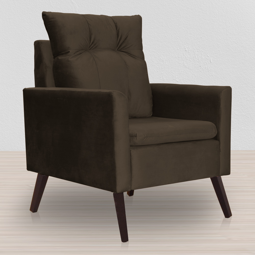 Kit 02 Poltronas Ligia Requinte Veludo Marrom - DS Estofados