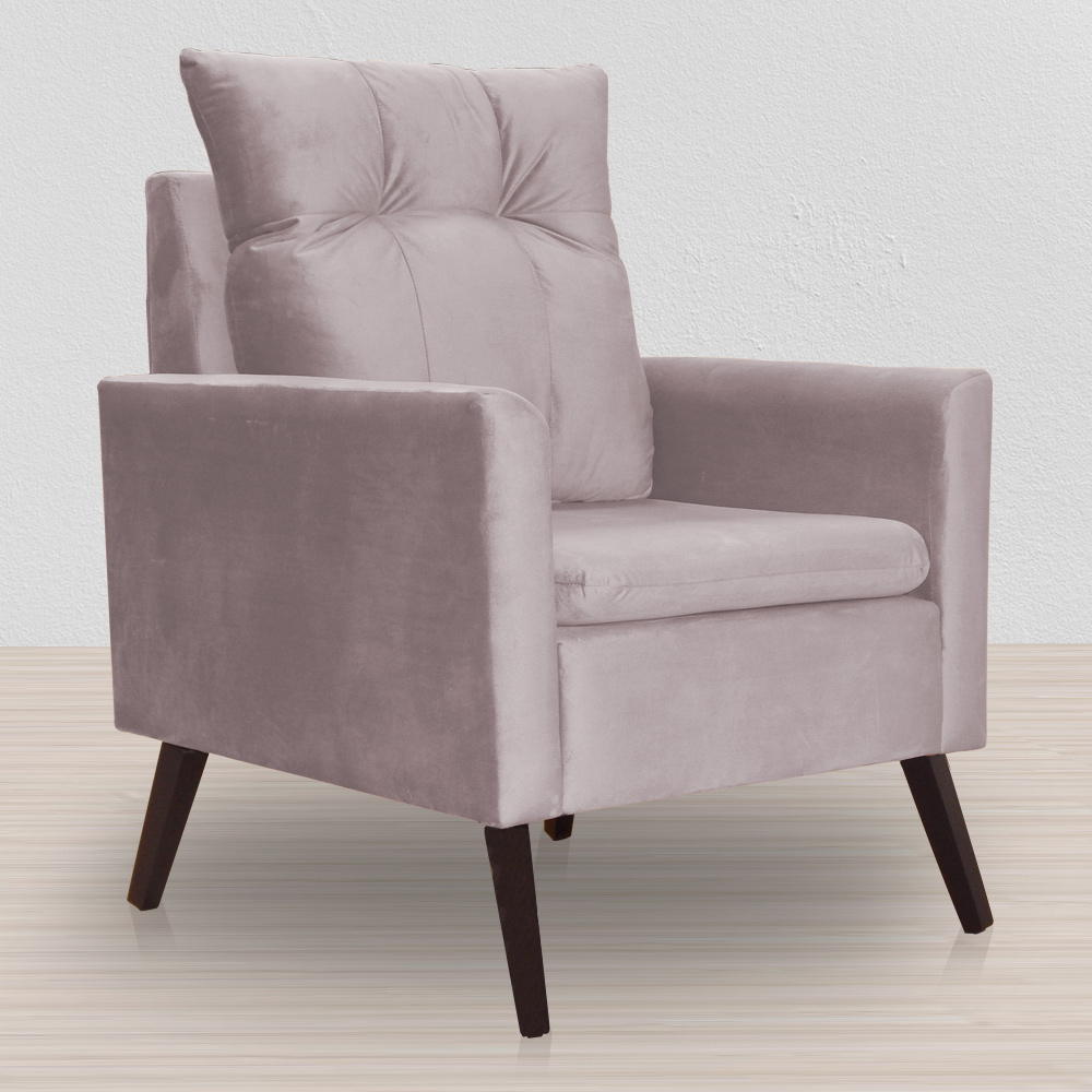 Kit 02 Poltronas Ligia Requinte Veludo Rosê - DS Estofados