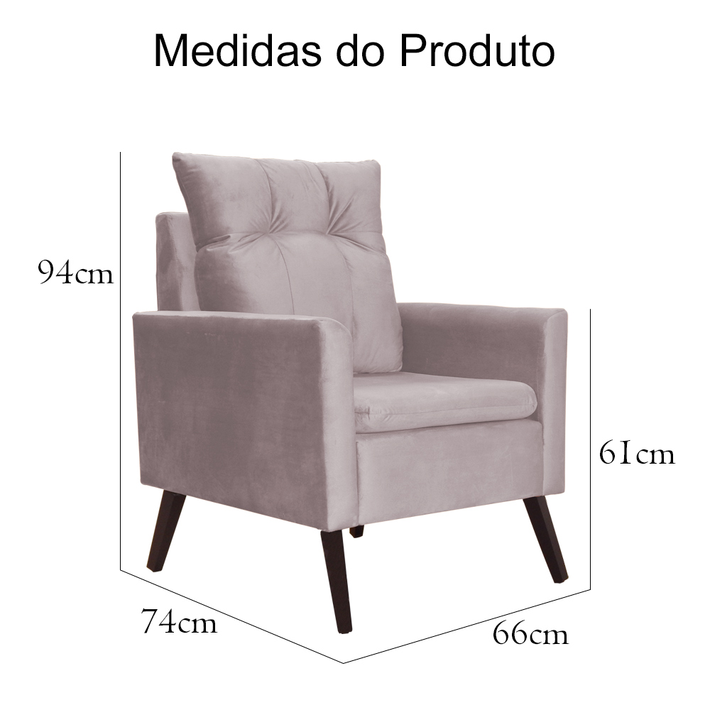 Kit 02 Poltronas Ligia Requinte Veludo Rosê - DS Estofados