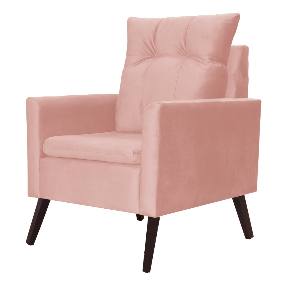 Kit 02 Poltronas Ligia Requinte Veludo Rosa - DS Estofados