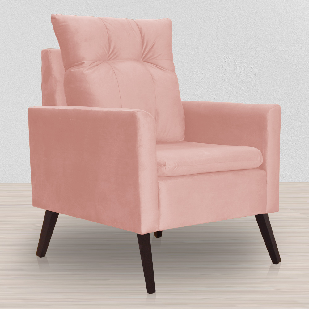 Kit 02 Poltronas Ligia Requinte Veludo Rosa - DS Estofados