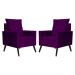 Kit 02 Poltronas Ligia Requinte Veludo Roxo - DS Estofados