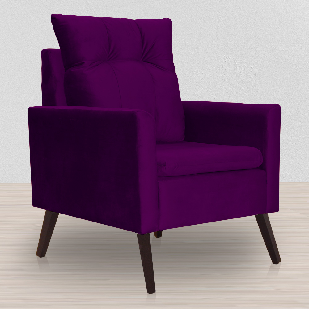 Kit 02 Poltronas Ligia Requinte Veludo Roxo - DS Estofados