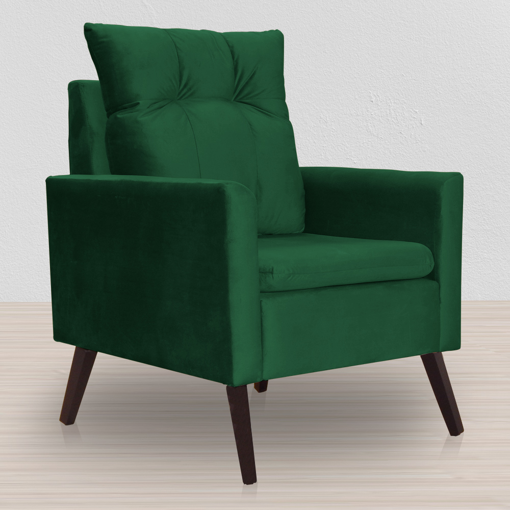 Kit 02 Poltronas Ligia Requinte Veludo Verde - DS Estofados