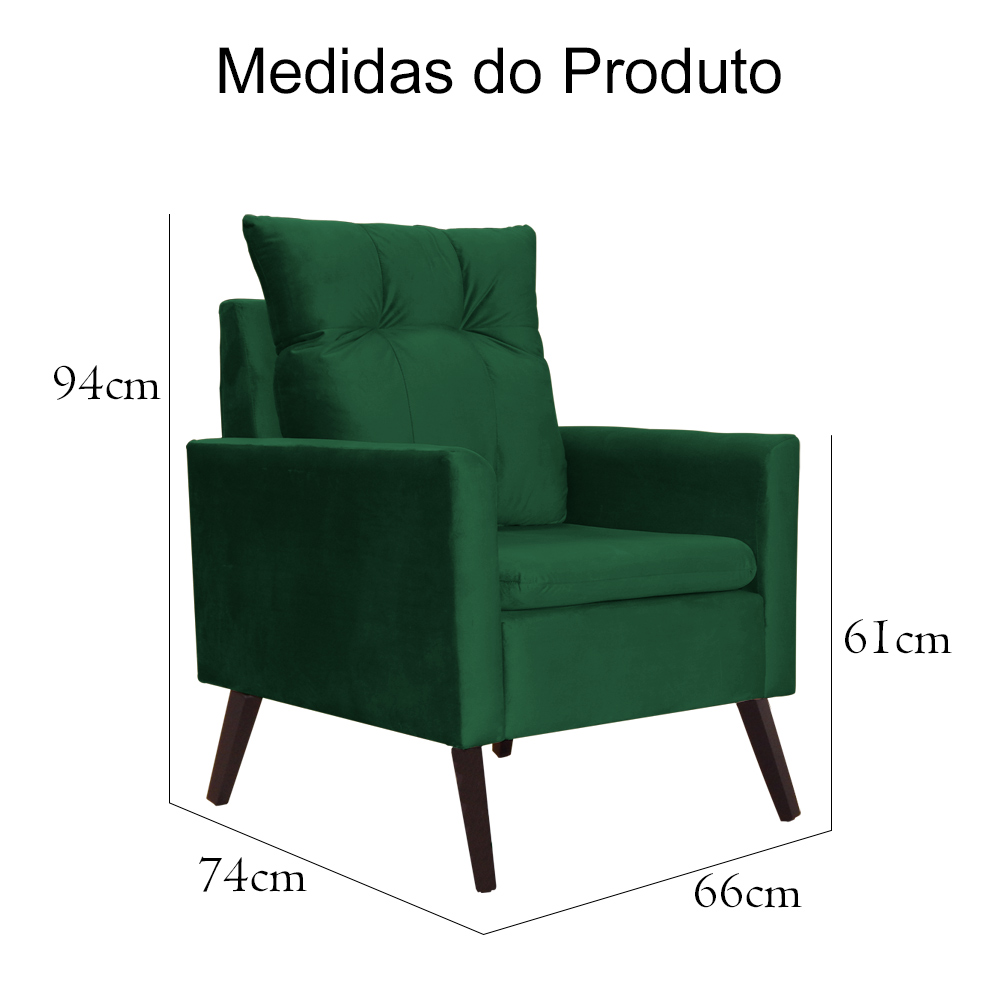 Kit 02 Poltronas Ligia Requinte Veludo Verde - DS Estofados